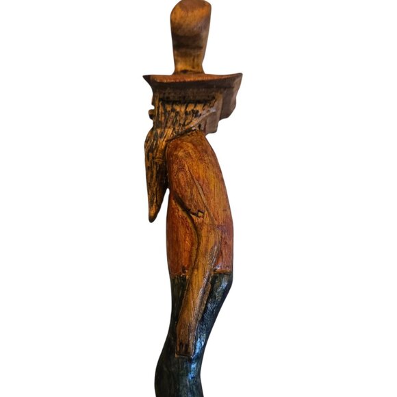 Cowboy Hillbilly Statue Hand Carved Wooden Folk Art Sculpture 11 Inch Vintage - Picture 15 of 16